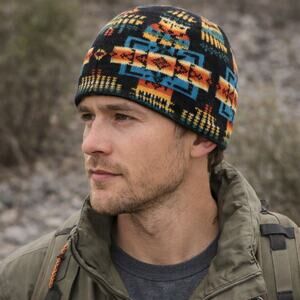 Pendleton Aztec South Western Wool Winter Cap Boho Black Multicolor Beanie